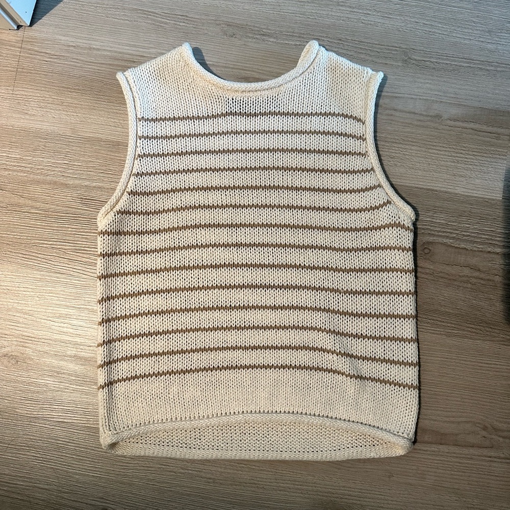 RD Style Cream and Tan Knit Sleeveless Tank Top